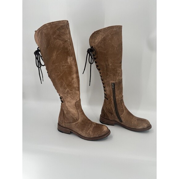 Womens Bed Stu Caramel Lux Leather Surrey Tall Boots Size 7 Bench Made Mexico EC - Picture 1 of 16